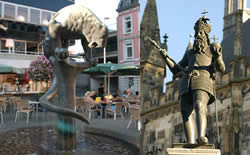 Skulptur Kaiser Karl und Skulptur Barkhoff in Aachen
